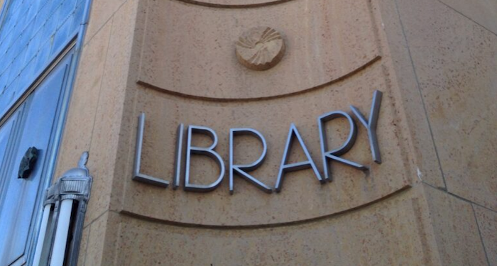 Ely library sign